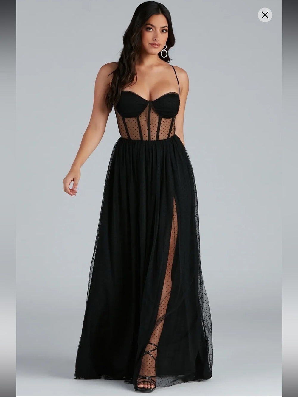 Windsor Tia Swiss Dot Corset A-Line Formal Dress
